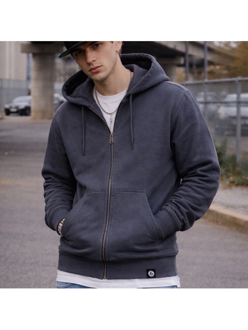 American Giant Men's Zip-Up Hoodie in Charcoal Gray